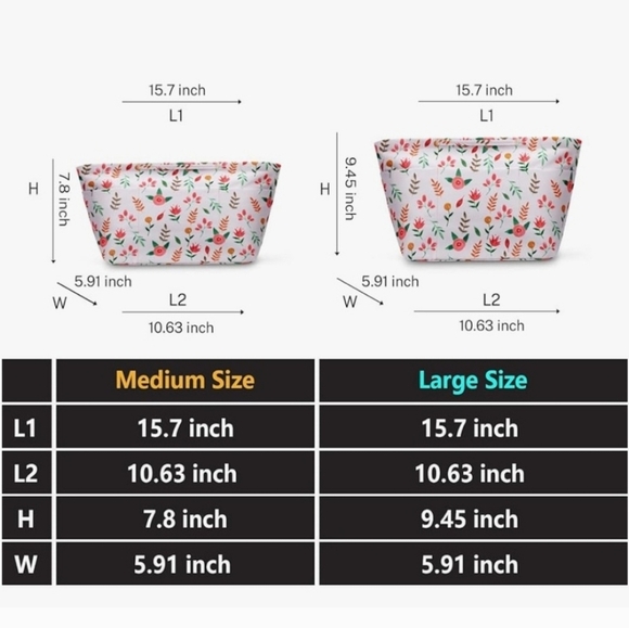 2 Floral Print Tote Bag Organizers, Lots of Storage Space! Never Used, Like New - Picture 10 of 10